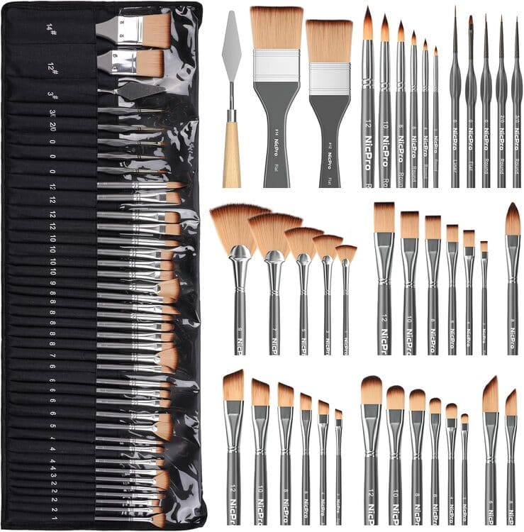 Nicpro Pinselset 40-teilig Acryl