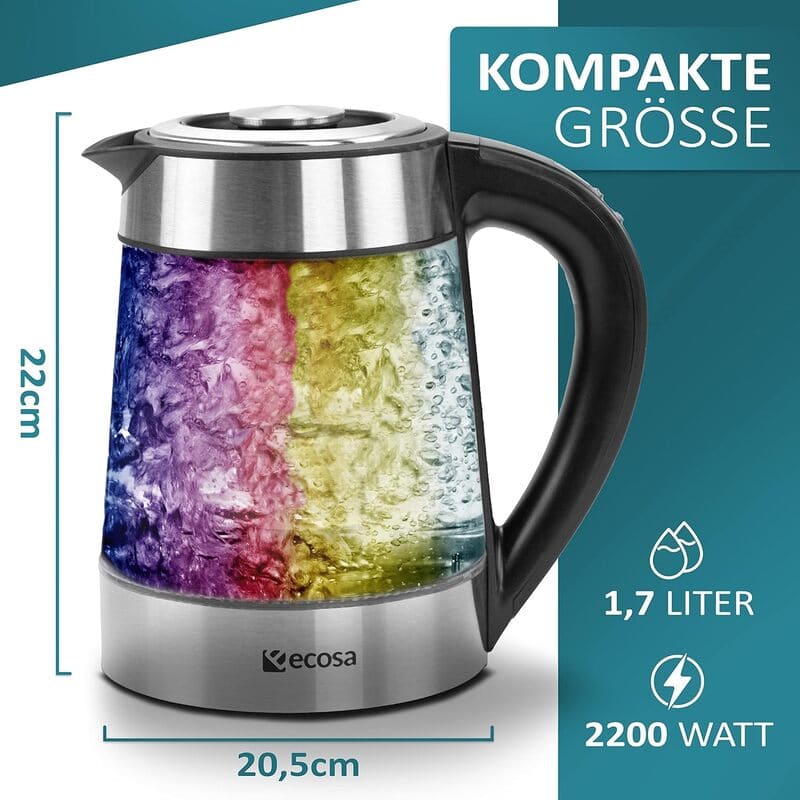 Ecosa Glas Wasserkocher 1.7 Liter