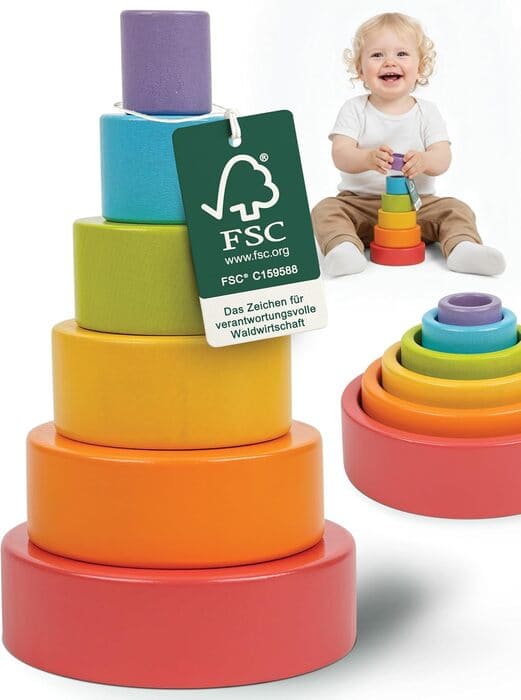 Merle Toys Stapelbecher Holz 6-teilig